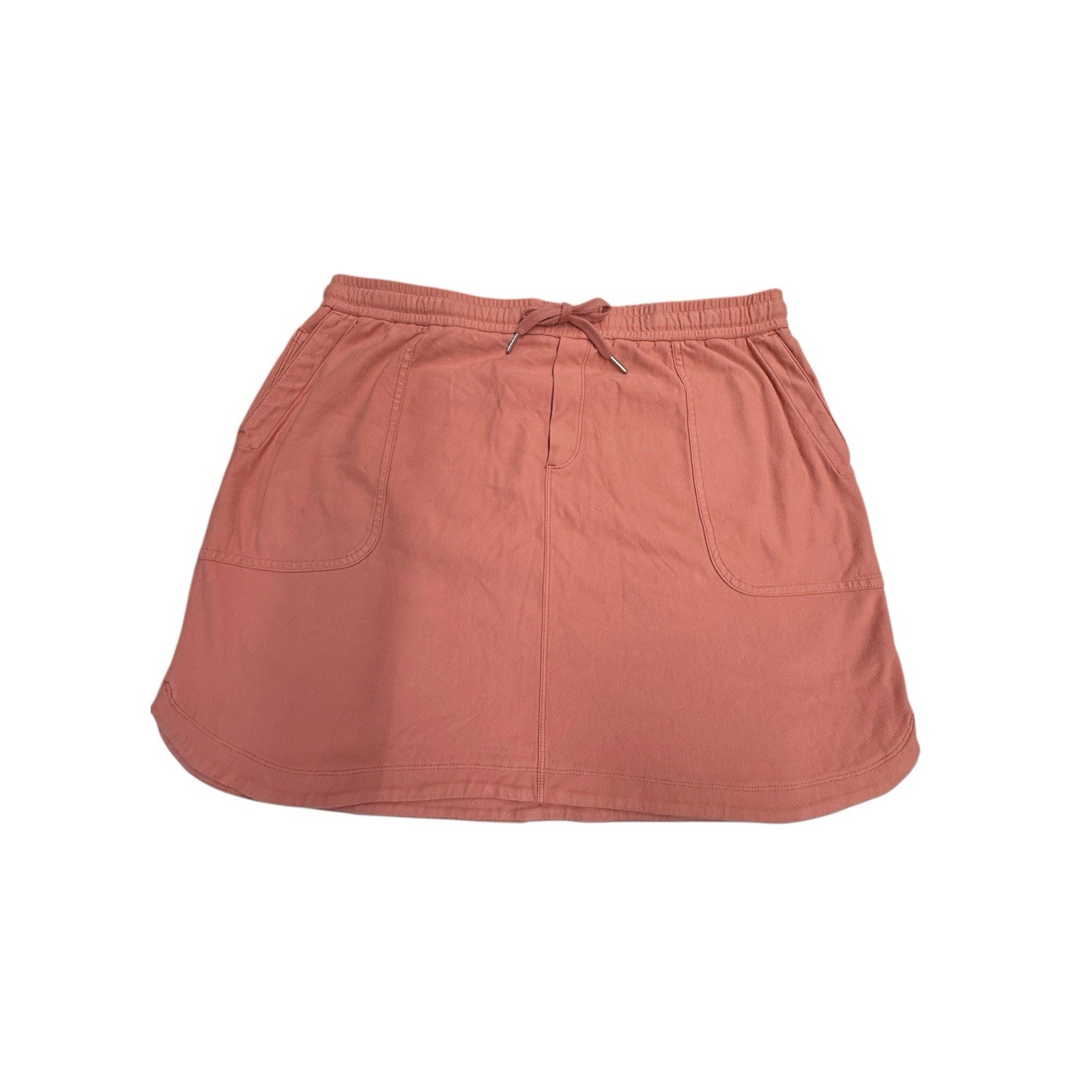 Athleta Farallon Skirt Peach Color Tie Waist Cotton Knit Pockets Skort Xl